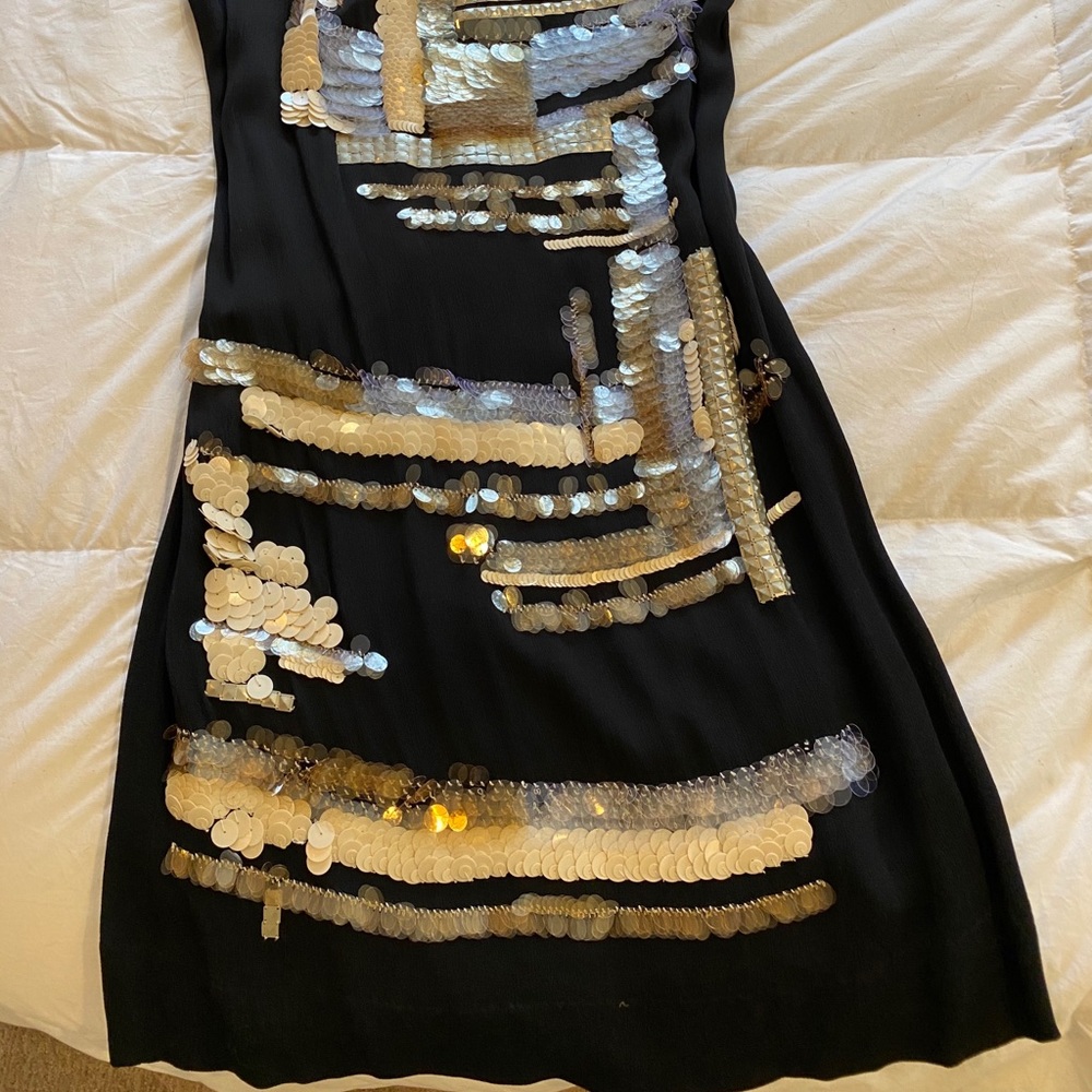 Large Sequin Plastic Appliqué Mini Dress
